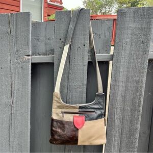 VINTAGE LEATHER CROSSBODY PATCHWORK COLORBLOCK HANDBAG